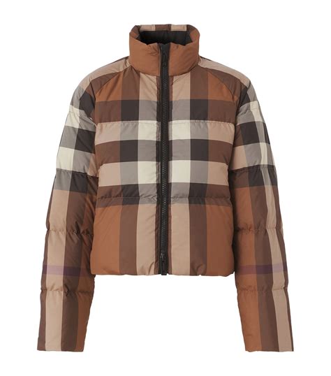 burberry brit down jacket mens|Burberry check cropped puffer jacket.